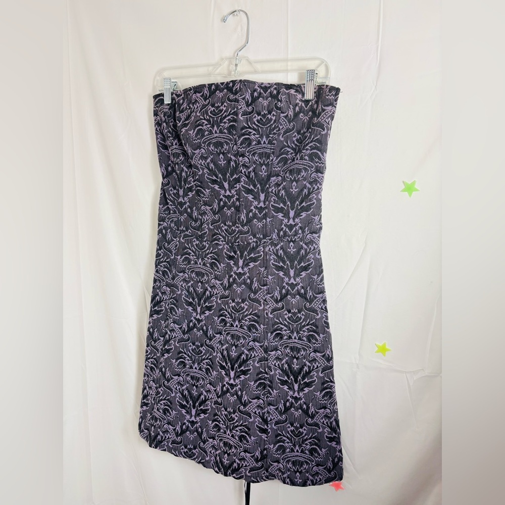 VTG Tripp NYC Purple+Black Strapless Corset Lace Up Mini Dress Size‎ L